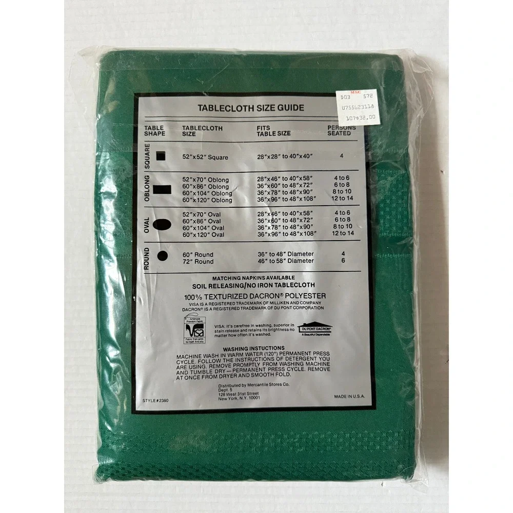 DIPLOMAT VISA Vintage Green Tablecloth -First‎ Lady Comparison Invited - 60x120